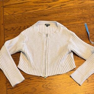 The Rail Light Gray Ribbed Knit Jacket
